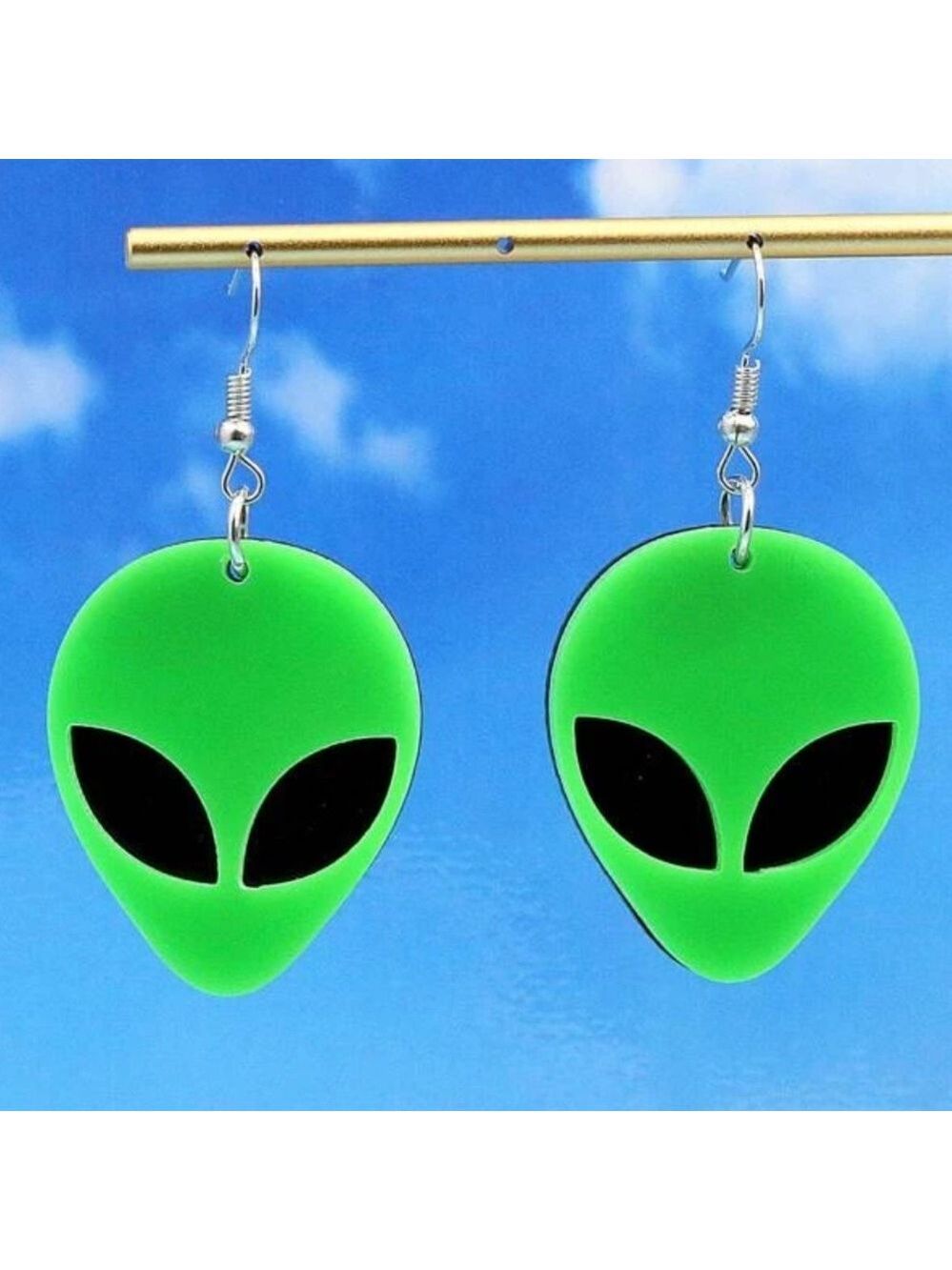 Alien face hanging drop acrylic earrings